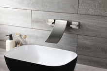 Carregar imagem no visualizador da galeria, Brushed Nickel Wall Mount Waterfall Bathroom Sink Faucet with Overflow Brass Pop-Up Drain
