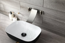 Carregar imagem no visualizador da galeria, Brushed Nickel Wall Mount Waterfall Bathroom Sink Faucet with Overflow Brass Pop-Up Drain
