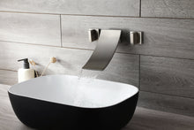 Carregar imagem no visualizador da galeria, Brushed Nickel Wall Mount Waterfall Bathroom Sink Faucet with Overflow Brass Pop-Up Drain
