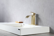 Load image into Gallery viewer, Brushed nickel or matte black or brushed gold waterfall Bathroom Faucet brass with plate and brass pop up drain
