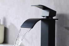 Load image into Gallery viewer, Brushed nickel or matte black or brushed gold waterfall Bathroom Faucet brass with plate and brass pop up drain
