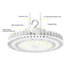 Cargar imagen en el visor de la galería, 240W UFO LED High Bay Light with 33,600 Lumens, 5000K Daylight White, for Warehouse, Factory, and Other Industrial Applications
