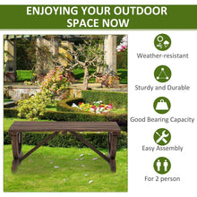 Load image into Gallery viewer, 2-Person Wooden Garden Bench, Outdoor Wagon Wheel Porch Bench for Backyard Garden, Support 550 LBS, Rustic Country Style Patio Furniture, Brown
