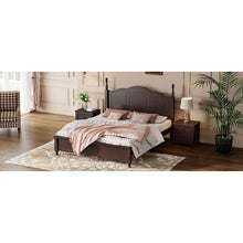 Carregar imagem no visualizador da galeria, 3-Pieces Bedroom Sets,Queen Size Wood Platform Bed and Two Nightstands-Dark Walnut
