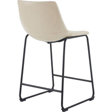 Load image into Gallery viewer, (Set of 2) Vintage Style 24-Inch Armless Industrial Faux Leather Counter Stool with Metal Legs and Footrest for Kitchen Island, Cafe, Pub, Bar Counter, Cream and Black
