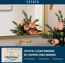 Load image into Gallery viewer, TETOTE Brushed Gold Bathroom Mirror 24 x 36 Inch Rectangle Gold Metal Framed Bathroom Vanity Mirror, Modern Farmhouse Rectangular Brass Frame Large Wa
