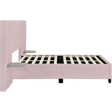 Carregar imagem no visualizador da galeria, Full Size Upholstered Platform Bed with Big Headboard, Bedroom Furniture, Velvet, Pink
