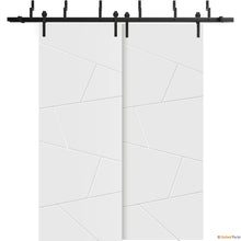 Load image into Gallery viewer, Planum 0990 Painted White Matte Double Barn Door and Black Bypass Rail
