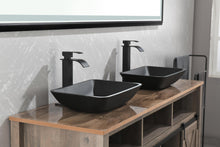 Cargar imagen en el visor de la galería, 13.0&quot; L -18.13&quot; W -4&quot; H Matte Shell Glass Rectangular Vessel Bathroom Sink in Black with Matte Black Faucet and Pop-Up Drain in Matte Black
