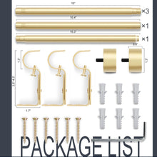 Carregar imagem no visualizador da galeria, Zeerobee Curtain Rods for Windows 48 to 84, 1 Inch Gold Curtain Rod Set, Heavy Duty Drapery Rods with Adjustable Curtain Rods, Outdoor Modern Curtain
