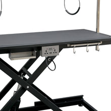 Load image into Gallery viewer, electric pet grooming table, 110V/220V professional groomer recommend super Deluxe electric pet grooming table, 110V/220V professional groomer recommend height adjust from 8 up to 36inch BLACK COLOR
