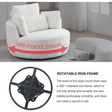 Load image into Gallery viewer, 39&quot; W Oversized Swivel Chair with moon storage ottoman for Living Room, Modern Accent Round Loveseat Circle Swivel Barrel Chairs for Bedroom Cuddle Sofa Chair Lounger Armchair, 4 Pillows, Teddy Fabric
