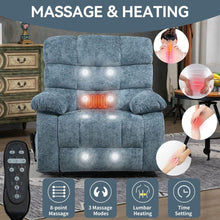 Load image into Gallery viewer, Lift Recliner Chair Heat Massage Dual Motor Infinite Position Up to 350 LBS Large Electric Power Lift Recliners with Power-Remote, Medium-firm and Heavy duty, Blue
