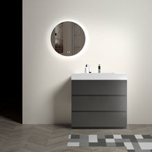 Load image into Gallery viewer, Alice 36&quot; Gray Bathroom Vanity with Sink, Large Storage Freestanding Bathroom Vanity for Modern Bathroom, One-Piece White Sink Basin without Drain and Faucet
