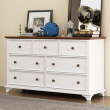 Cargar imagen en el visor de la galería, 3 Pieces Wooden Captain Bedroom Set Full Bed with Trundle, Nightstand and Dresser, White + Walnut
