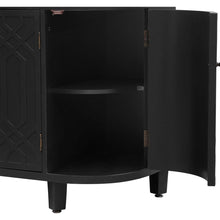 Load image into Gallery viewer, Curved Design Storage Cabinet made of Fraxinus Mandschuric Solid Wood Veneer, Featuring Four Doors and Adjustable Shelves, Suitable for Corridors, Entrances and Study.
