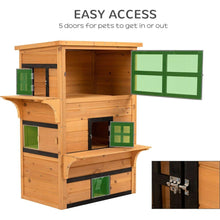 Carregar imagem no visualizador da galeria, 3-Story Cat House Feral Cat Shelter, Outdoor Kitten Condo with Raised Floor, Asphalt Roof, Escape Doors, Jumping Platforms, Yellow
