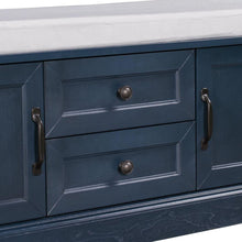 Load image into Gallery viewer, Storage Bench with 2 Drawers and 2 Cabinets, Shoe Bench with Removable Cushion for Living Room, Entryway (Antique Navy)
