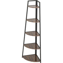 Load image into Gallery viewer, Corner Shelf, 5 Tier Corner Bookshelf, 70&quot; Tall Display Organizer Storage Stand, Multipurpose Shelving Unit Ladder Shelf for Living Room, Home Office, Small Space, Rustic Brown
