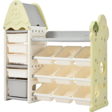 Load image into Gallery viewer, Kids Bookshelf Toy Storage Organizer with 17 Bins and 5 Bookshelves, Multi-functional Nursery Organizer Kids Furniture Set Toy Storage Cabinet Unit with HDPE Shelf and Bins
