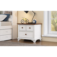 Cargar imagen en el visor de la galería, 2 Pieces Wooden Captain Bedroom Set Full Bed with Trundle and Nightstand, White+Walnut
