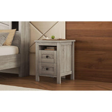 Load image into Gallery viewer, 2-Drawer Farmhouse Wooden Nightstand with Well-proportioned Design and Sleek Lines, Wood Side Table with Storage Cabinet for Bedroom, Antique Gray

