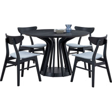 Load image into Gallery viewer, (1 Table+4 Chairs)Modern Dining Table Set of 5 pcs,Wooden Dining Table and Upholstered Chairs for Living Room,Round Kitchen Set with Sturdy Legs for Restaurant,Black
