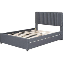 Load image into Gallery viewer, Full Size Upholstered Platform Bed with 2 Drawers and 1 Twin Size Trundle, Classic Headboard Design, Gray
