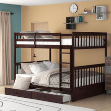 Carregar imagem no visualizador da galeria, Full-Over-Full Bunk Bed with Ladders and Two Storage Drawers (Espresso)
