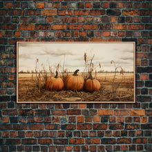 Carregar imagem no visualizador da galeria, Autumn Wall Art, Pumpkin Decor, Farm Wall Art, Canvas Print, Wall Hanging, Panoramic Art, Farmhouse Wall Decor, Housewarming Gift, RV Decor
