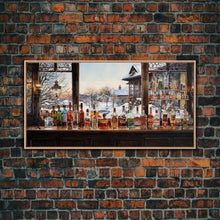 Load image into Gallery viewer, Bar Wall Decor, Winter Wall Print, Canvas Print, Wall Hanging, Panoramic Art, Home Bar Decor, Newlywed Gift, Tiny House Decor, Room Decor
