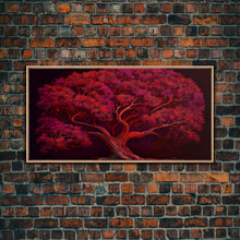 Load image into Gallery viewer, Blood red tree, fantasy horror art, framed canvas print
