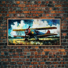 Carregar imagem no visualizador da galeria, Aeroplane Art, Antique Airplane Painting Canvas Print, Framed Canvas Art, Above Sofa Art, Gift for RC Plane Pilot, Retro Plane Art
