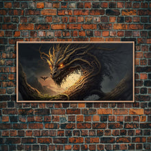Carregar imagem no visualizador da galeria, Forest Dragon Nidhogg, Norse Mythology, Framed Canvas Print, Fantasy Dragon Art, Fantasy Decor
