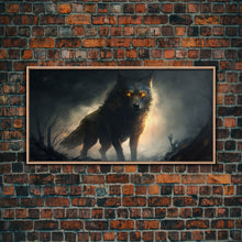 Load image into Gallery viewer, The Great Wolf Fenrir, Framed Canvas Print, Norse Mythology, Fantasy Art
