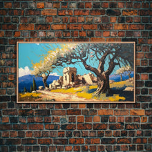 Carregar imagem no visualizador da galeria, Ancient Roman Ruins, Framed Canvas Print, Old World Art, Olive Tree Amongst The Ruins, Living Room Decor

