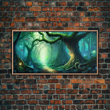Carregar imagem no visualizador da galeria, Beautiful magical fairy forest, Framed canvas print, Fantasy forest wall art Enchanted forest, Fantasy Home Decor
