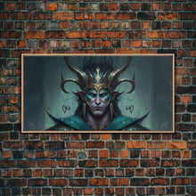 Carregar imagem no visualizador da galeria, Aesthetic Loki the Trickster God, Norse Mythology, Framed Canvas Print, Extra Large Art, Fantasy Decor, Pastel Aesthetic Art

