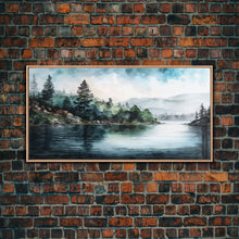 Load image into Gallery viewer, framed lake landscape art | framed wall art | living room wall decor | Canvas Print | minimalist landscape | abstract landscape art | Rustic
