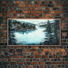 Load image into Gallery viewer, Blue Lake Art | Framed Canvas Print | Blue Lake Painting | Lake House Decor | Guest Room Landscape Painting | Crater Lake Painting
