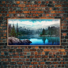 Load image into Gallery viewer, Blue Lake Art | Framed Canvas Print | Blue Lake Painting | Oregon Lake House Decor | Guest Room Landscape Painting | Trillium Lake Painting
