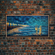 Load image into Gallery viewer, Couple Standing On The Beach, Abstract Art, Framed Canvas Print, Wood Framed Wall Art, Gift For Couples, Gift, Van Gogh Style Art
