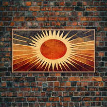 Carregar imagem no visualizador da galeria, Abstract Midcentury Modern Sunburst, Canvas Print, Art Deco Style wall art, sun with sun rays, sun burst, boho style
