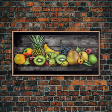 Cargar imagen en el visor de la galería, Fruits Wall Art, Food Wall Decor, Farmhouse Wall Decor, Kitchen Wall Art, Panoramic Wall Decor, Canvas Print, Wall Art, Framed Canvas Art

