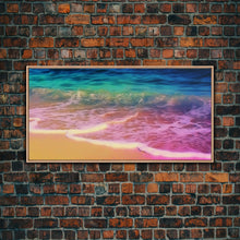 Carregar imagem no visualizador da galeria, Beach Wall Art, Seashore Wall Decor, Seascape Wall Art, Waves Wall Decor, Panoramic Wall Decor, Canvas Print, Wall Art, Framed Canvas Art
