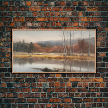 Carregar imagem no visualizador da galeria, Autumn Landscape Wall Decor, Creek Wall Art, Nature Painting Wall Decor, Panoramic Wall Decor, Canvas Print, Wall Art, Framed Canvas Art

