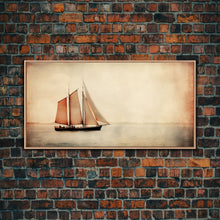 Carregar imagem no visualizador da galeria, Foggy Ocean Wall Art, Ship Painting Wall Decor, Abstract Wall Decor, Panoramic Wall Decor, Canvas Print, Wall Art, Framed Canvas Art
