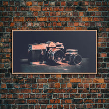 Cargar imagen en el visor de la galería, Film Camera Wall Decor, Camera Wall Art, Retro Wall Art, Photography Art, Panoramic Wall Decor, Canvas Print, Wall Art, Framed Canvas Art
