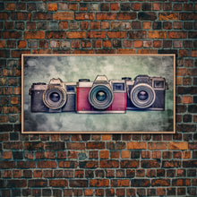 Cargar imagen en el visor de la galería, Film Camera Wall Decor, Retro Camera Wall Art, Red Camera, Photography Art, Panoramic Wall Decor, Canvas Print, Wall Art, Framed Canvas Art
