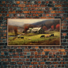 Carregar imagem no visualizador da galeria, Farm Wall Decor, Country Wall Decor, Farm Animals Wall Decor, Fall Wall Art, Panoramic Wall Decor, Canvas Print, Wall Art, Framed Canvas Art
